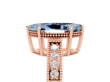 Rose gold Marquise Cut Aquamarine Engagement Ring with Milgrain Channel Set Band and Prong Setting_5