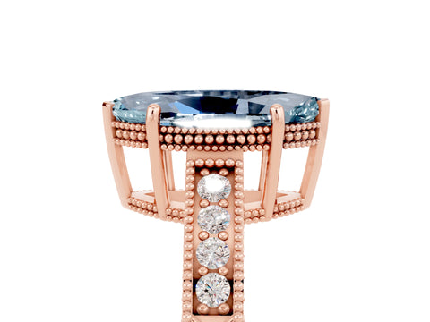 Rose gold Marquise Cut Aquamarine Engagement Ring with Milgrain Channel Set Band and Prong Setting_5
