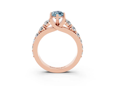 Rose gold Marquise Cut Aquamarine Engagement Ring with Pavé Band and Four-Prong Setting_3