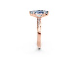 Rose gold Marquise Cut Aquamarine Engagement Ring with Side Stone Accents and Four-Prong Setting_29