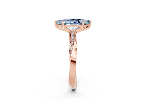 Rose gold Marquise Cut Aquamarine Engagement Ring with Side Stone Accents and Four-Prong Setting_29
