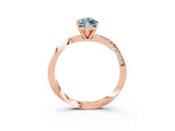 Rose gold Marquise Cut Aquamarine Engagement Ring with Side Stone Accents and Four-Prong Setting_30