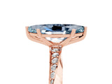 Rose gold Marquise Cut Aquamarine Engagement Ring with Side Stone Accents and Four-Prong Setting_32