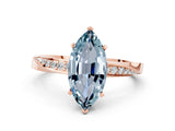 Rose gold Marquise Cut Aquamarine Engagement Ring with Side Stone Accents and Four-Prong Setting_60