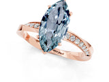 Rose gold Marquise Cut Aquamarine Engagement Ring with Side Stone Accents and Four-Prong Setting_61