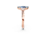 Rose gold Marquise Cut Aquamarine Engagement Ring with Side Stone Accents and Four-Prong Setting_62