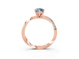 Rose gold Marquise Cut Aquamarine Engagement Ring with Side Stone Accents and Four-Prong Setting_63