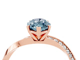 Rose gold Marquise Cut Aquamarine Engagement Ring with Side Stone Accents and Four-Prong Setting_64