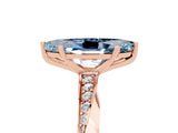 Rose gold Marquise Cut Aquamarine Engagement Ring with Side Stone Accents and Four-Prong Setting_65