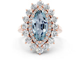 Rose gold Marquise Cut Aquamarine Floral Double Halo Engagement Ring with Prong Setting_62