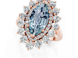 Rose gold Marquise Cut Aquamarine Floral Double Halo Engagement Ring with Prong Setting_63