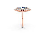 Rose gold Marquise Cut Aquamarine Floral Double Halo Engagement Ring with Prong Setting_64