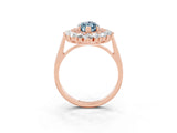 Rose gold Marquise Cut Aquamarine Floral Double Halo Engagement Ring with Prong Setting_65