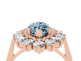 Rose gold Marquise Cut Aquamarine Floral Double Halo Engagement Ring with Prong Setting_66