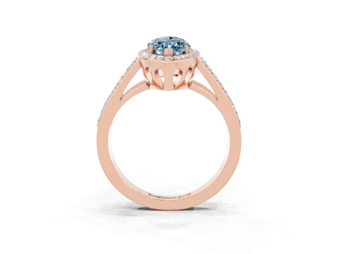 Rose gold Marquise Cut Aquamarine Halo Ring with Split Shank U-Prong Band and Four-Prong Setting_3