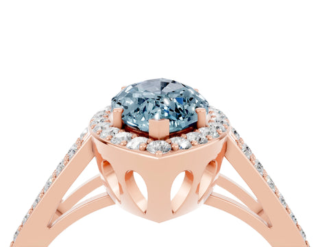 Rose gold Marquise Cut Aquamarine Halo Ring with Split Shank U-Prong Band and Four-Prong Setting_4