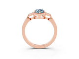 Rose gold Marquise Cut Aquamarine Halo Ring with Tapered Band and Four-Prong Setting_3