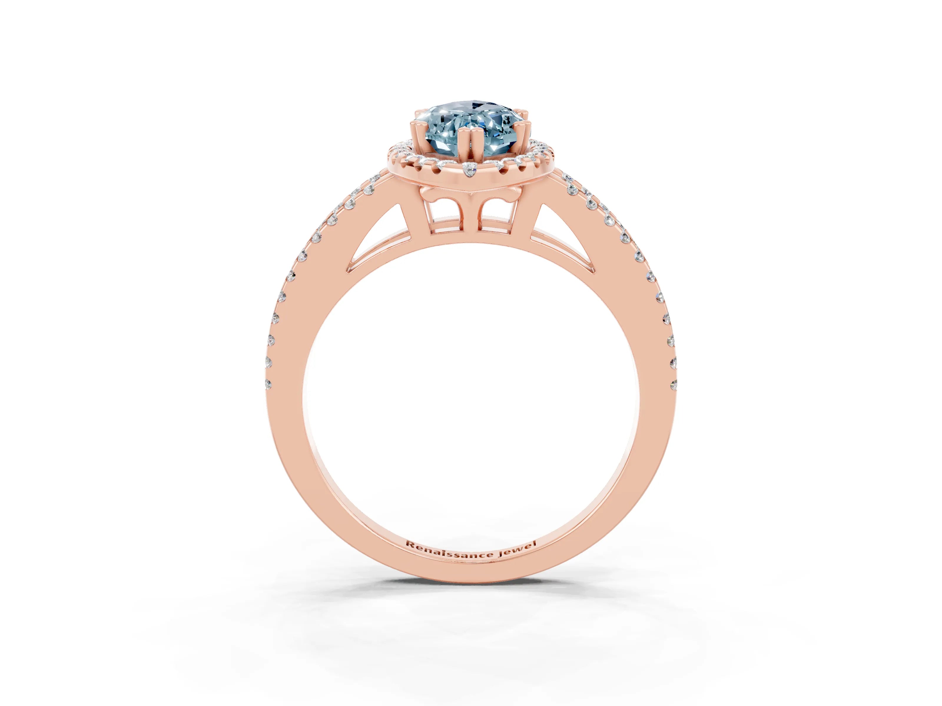 Rose gold Marquise Cut Aquamarine Halo Split Shank Engagement Ring_15
