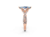 Rose gold Marquise Cut Aquamarine  Halo Twist Band Solitaire Prong Setting Ring_26