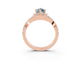Rose gold Marquise Cut Aquamarine  Halo Twist Band Solitaire Prong Setting Ring_27