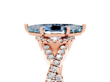 Rose gold Marquise Cut Aquamarine  Halo Twist Band Solitaire Prong Setting Ring_29
