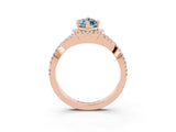 Rose gold Marquise Cut Aquamarine Halo Twist Band Solitaire Prong Setting Ring_3