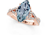Rose gold Marquise Cut Aquamarine  Halo Twist Band Solitaire Prong Setting Ring_43