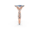 Rose gold Marquise Cut Aquamarine  Halo Twist Band Solitaire Prong Setting Ring_44