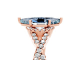 Rose gold Marquise Cut Aquamarine  Halo Twist Band Solitaire Prong Setting Ring_47