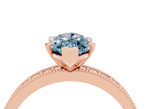 Rose gold Marquise Cut Aquamarine Milgrain Pavé Engagement Ring with Four-Prong Setting_4