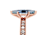 Rose gold Marquise Cut Aquamarine Milgrain Pavé Engagement Ring with Four-Prong Setting_5