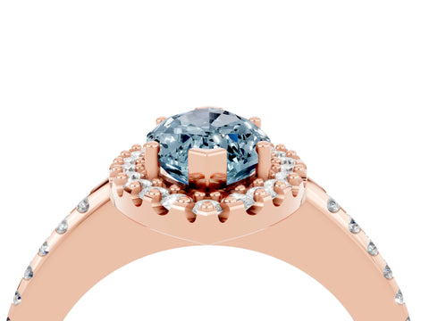 Rose gold Marquise Cut Aquamarine Pavé Halo Ring with Four-Prong Setting_16