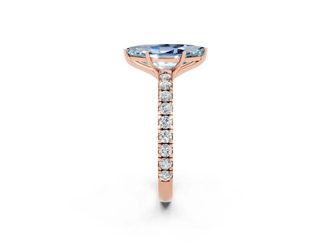 Rose gold Marquise Cut Aquamarine Pavé Solitaire Engagement Ring with Four-Prong Setting_14