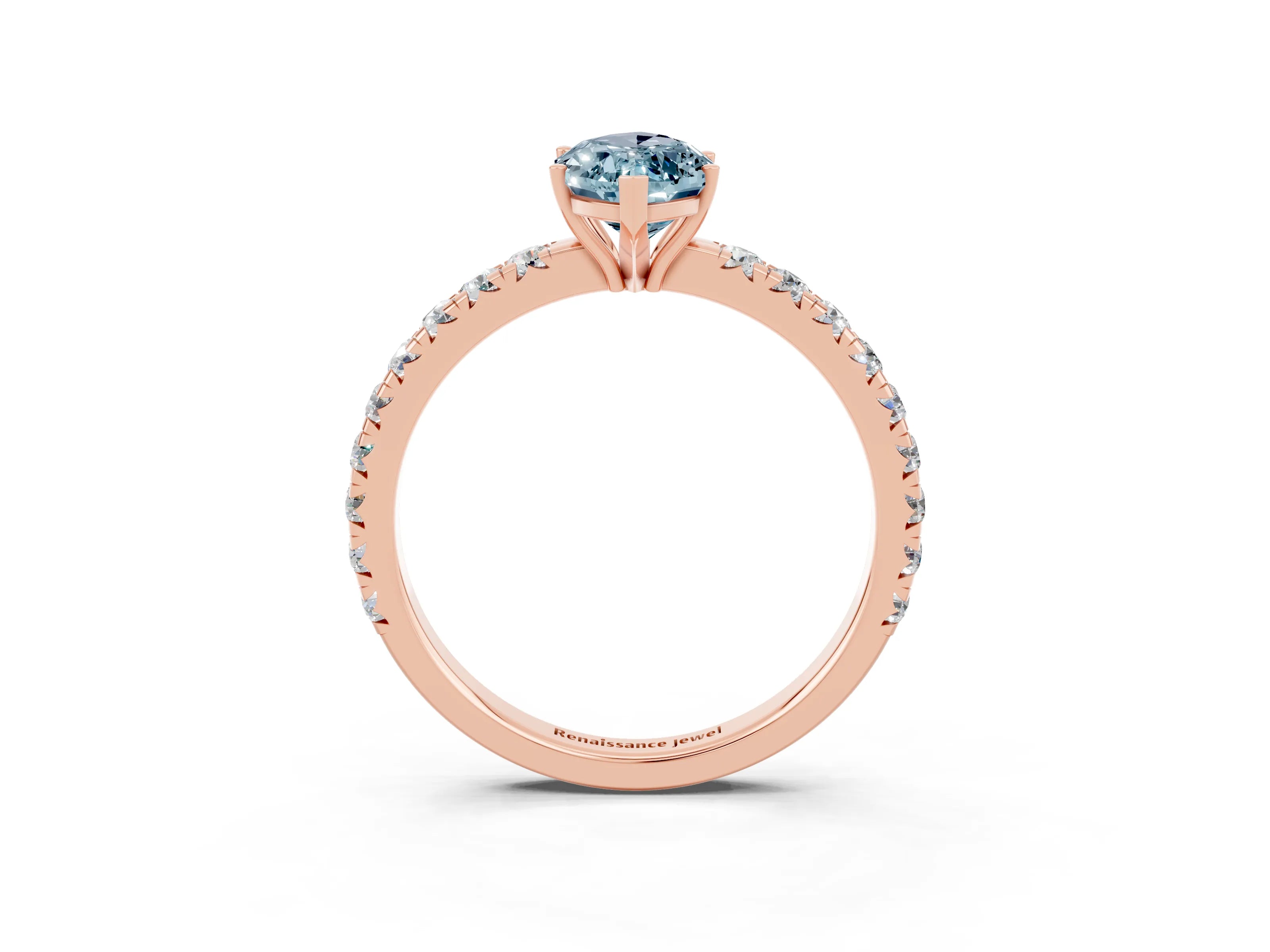 Rose gold Marquise Cut Aquamarine Pavé Solitaire Engagement Ring with Four-Prong Setting_15