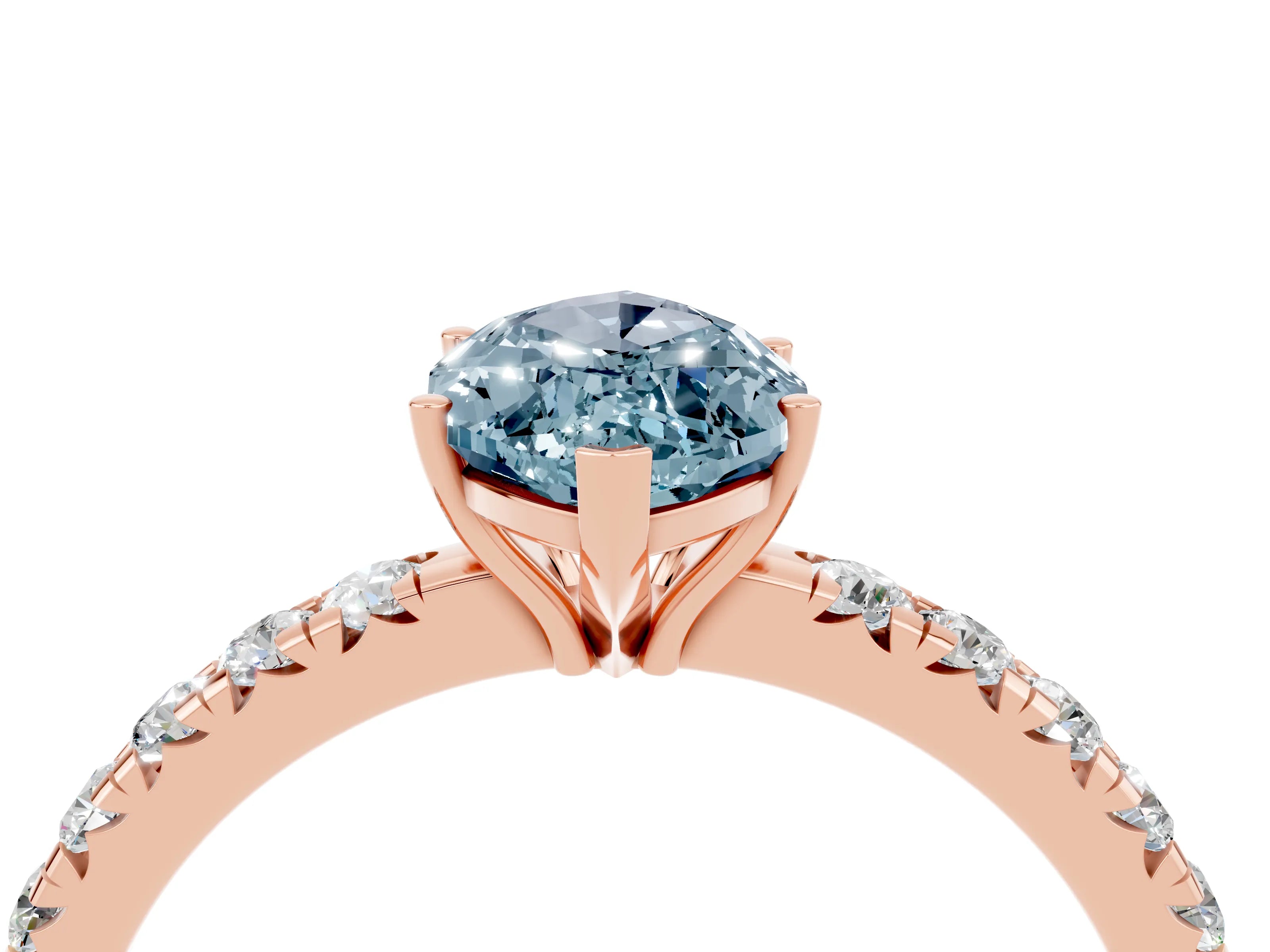 Rose gold Marquise Cut Aquamarine Pavé Solitaire Engagement Ring with Four-Prong Setting_16