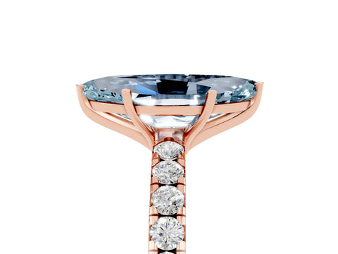 Rose gold Marquise Cut Aquamarine Pavé Solitaire Engagement Ring with Four-Prong Setting_17