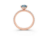 Rose gold Marquise Cut Aquamarine Pavé Solitaire Ring with Round Band and Prong Setting_27