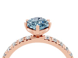 Rose gold Marquise Cut Aquamarine Pavé Solitaire Ring with Round Band and Prong Setting_28