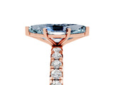 Rose gold Marquise Cut Aquamarine Pavé Solitaire Ring with Round Band and Prong Setting_29