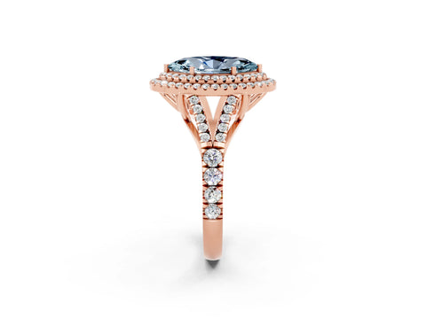 Rose gold Marquise Cut Aquamarine Pavé Split Shank Double Halo Engagement Ring_2