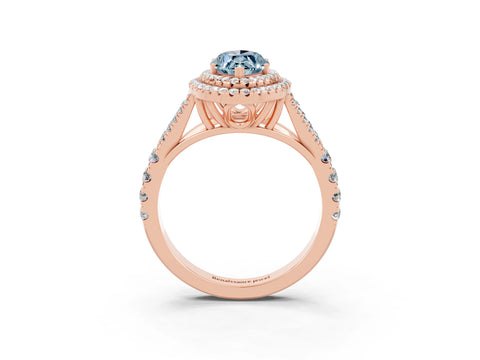 Rose gold Marquise Cut Aquamarine Pavé Split Shank Double Halo Engagement Ring_3