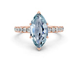 Rose gold Marquise Cut Aquamarine Pave Band Solitaire Ring with Four-Prong Setting_24