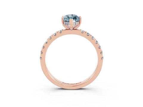 Rose gold Marquise Cut Aquamarine Pave Band Solitaire Ring with Four-Prong Setting_27