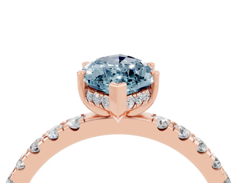 Rose gold Marquise Cut Aquamarine Pave Band Solitaire Ring with Four-Prong Setting_28