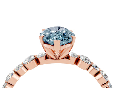 Rose gold Marquise Cut Aquamarine Prong Set Engagement Ring with Pavé Band_4