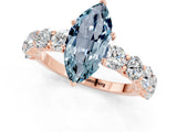 Rose gold Marquise Cut Aquamarine Prong Setting with Side Stones on a Pave Band_1