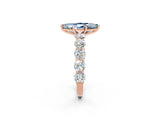 Rose gold Marquise Cut Aquamarine Prong Setting with Side Stones on a Pave Band_2
