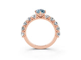 Rose gold Marquise Cut Aquamarine Prong Setting with Side Stones on a Pave Band_3