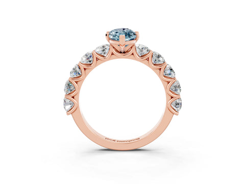 Rose gold Marquise Cut Aquamarine Prong Setting with Side Stones on a Pave Band_3