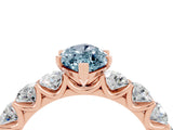 Rose gold Marquise Cut Aquamarine Prong Setting with Side Stones on a Pave Band_4
